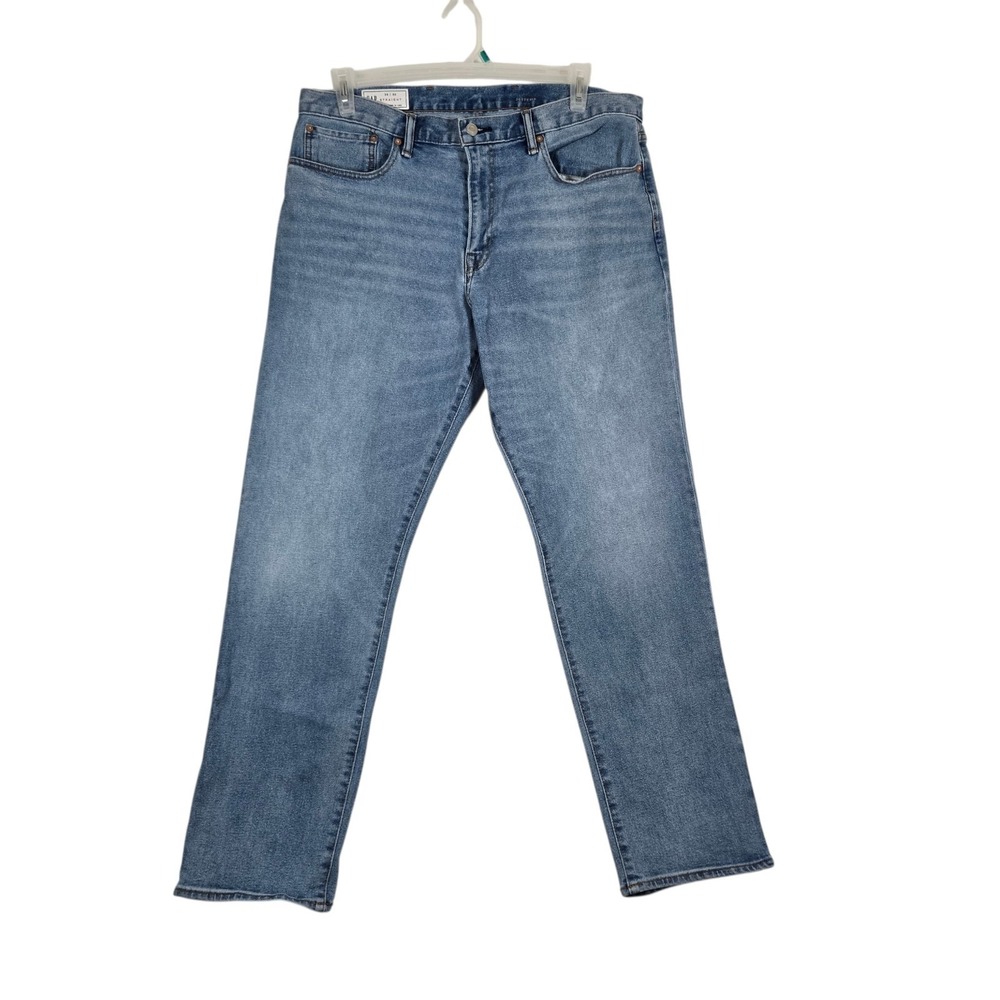Gap Straight Leg Blue Jeans Mens 36X32 Light Wash Denim 365Temp